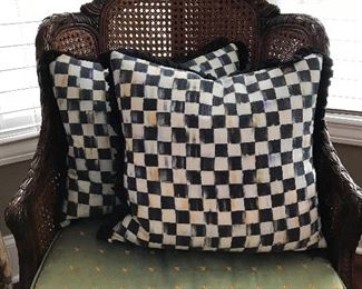 McKenzie Child Courtly checked ruffle pillows. Rectangle 18" x 14", $60.  Square 15"x15", $60