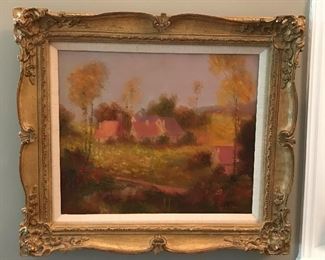 H. Garin painting - cottage scene, 28"W x 25"H, Was $95, NOW $75