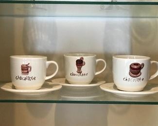 3 hot chocolate mugs,  $6