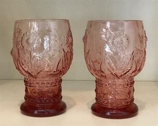 2 pink drinking glasses,  $3