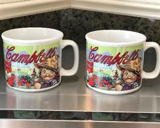 2 Campbell soup mugs,  3.5"H,  $5