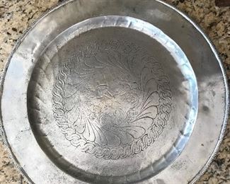 Oslo Hammerlund Pewter silver platter,  17.5" diameter, Was $30, NOW $15