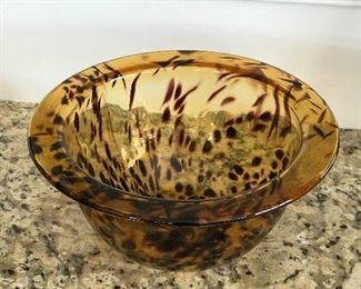 Leopard bowl, 11"D x 5"H,   $15