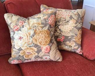 Pair of Floral pillows, 16" x16"  $16