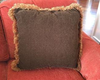 Brown fringed pillow,  20" x 20",  Was $14,  NOW $8
