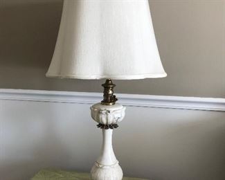 Very nice pair of vintage marble alabaster column table lamps, nice veining, 36"H, $275 for both (No further discounts available on this item)