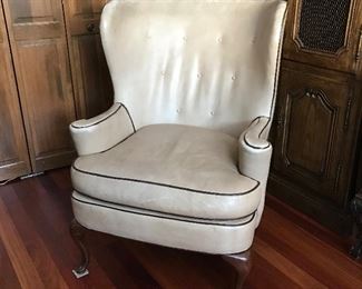 Leather wing back chair, 41"H x 31"D, Was $425, NOW $299