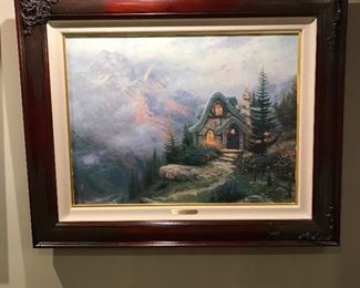 Sweetheart Cottage III signed by Thomas Kinkade,  32" x26", (some flaking of gold on inside of matting) was $395, NOW $299