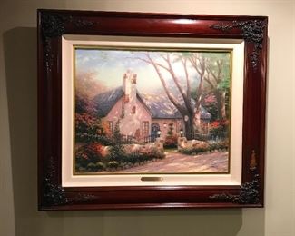 Morning Glory Cottage signed by Thomas Kinkade, 28" x 24", Numbered limited edition 2540/4950, $799