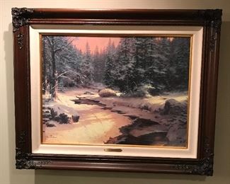 Winter's End signed by Thomas Kinkade,  31" x 25", was, $599, NOW $450