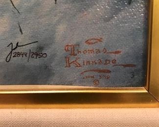 Signature of Thomas Kinkade on Sunday Evening Sleigh ride - Numbered limited edition 2844/2950.