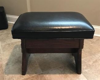 Black leather ottoman, 22" x 15" x 17"H, $75
