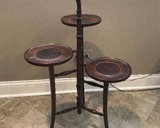 3 tier, leather top plant stand, 33.5"H x 20"W, $35
