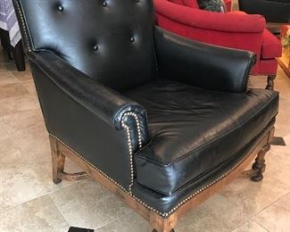 Black leather chair, 31"W x 30"D x 35"H,  was $225, NOW $150