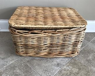 Large wicker basket w/lid, 23" x 18",  $15