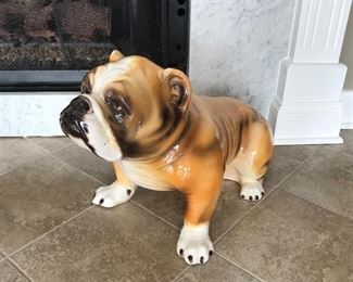 Capodimonte porcelain large life size bulldog statue made in Italy,, 27"L x 16"H,  $425