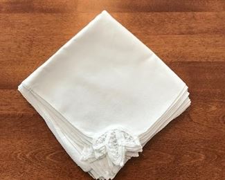9 white linen Battenburg lace napkins, was $6, NOW $3