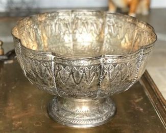 Very Large silver bowl, made in India, 16" diameter x 10.5"H,  $165