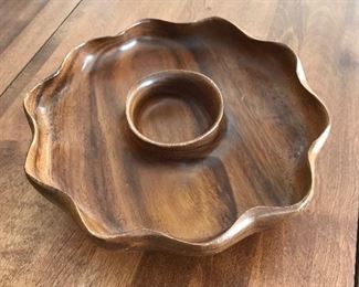 Wooden lazy susan chip and dip, 12"D,   $14