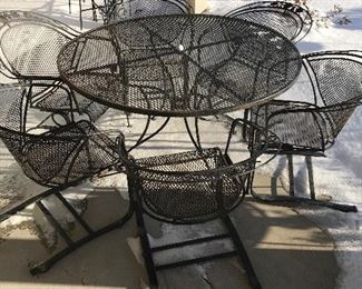 Outdoor patio table with 6 chairs, $225