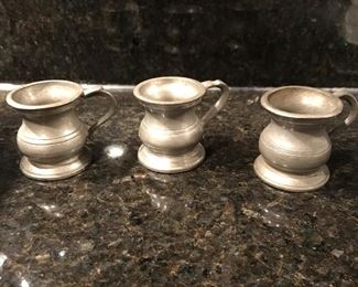 3 wsmall pewter mugs, 1.75"H,  was $6, NOW $3