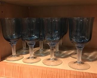 12 Blue wine glasses, 4"H, $15