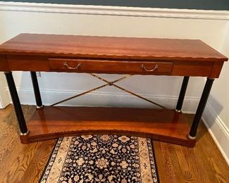 ETHAN ALLEN HALL / ENTRY/ OR SOFA TABLE BUFFET WITH BRASS CROSS BRACE DESIGN,  56"L x 17"D x 30"H, was $375, NOW $299