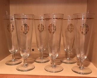 6 gold etched pilsner glasses, was $8, NOW $4