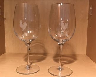 L uigi Bormioli  wine glasses w/ roosters,  $10