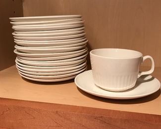 23 white coffee cups & saucers,  was $2 each, NOW $1 each