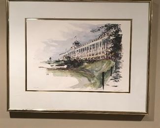 Grand Hotel, Mackinac Island watercolor by Gilette, 19" x 15", 63/1000,  $40