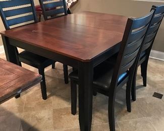 Dining table, 1 pullup leaf, 4 chairs, 54"L x 42"W x 30.5", $325