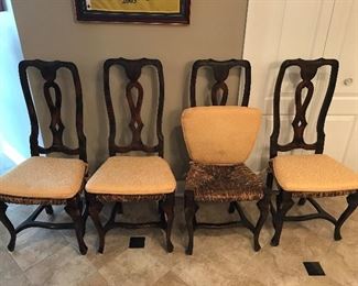 Set of 4 chairs w/ rush seating, seat pads included, Was $80, NOW $45
