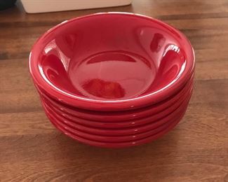 6 red bowls,  $7