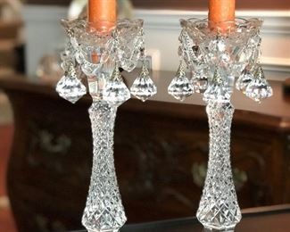 2 crystal candlesticks, 11"H,  $20