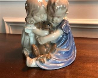 Royal Copenhagen Two Children and a Dog - 1975-1979, 6"H,  $45