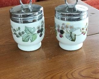 Vintage pair of Royal Worcester (England) egg coddler w/ silver lids,  was $15, NOW $7.50