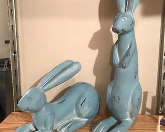 Pair of Blue bunnies, 12" W sitting, 18"H standing,  was $12 each, NOW $7 each