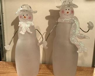 Pair of 2 snowman, 13"H, 12"H,  was $15, NOW $8