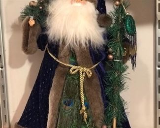 Peacock feather Santa, 18",  was $45, NOW $25