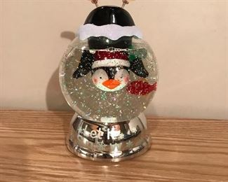 Let It Snow Penguin snow globe w/ multi color changing lights, 7.5",  $8
