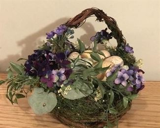Floral twig basket w/ eggs, 9"H x 10"W,  was $12, NOW $7