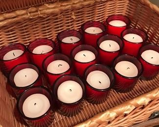 Red candle holder x15, 2.5"H x 2.5" diameter,  was $1 each,  NOW .50 each