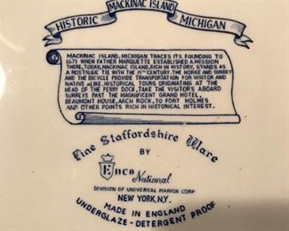 Stamp on back of Mackinac Island dish