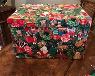 Fabric Ornament box w/ 3 levels of compartments, 22" x 16" x 13.5"H;  $7