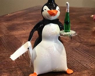 Penguin serving champagne ornament,  $7