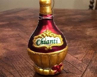 Chianti wine bottle glass ornament,  was $5, NOW $3
