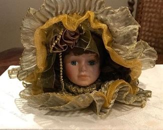Dolls head ornament or can sit on table as is,  was $9, NOW $4