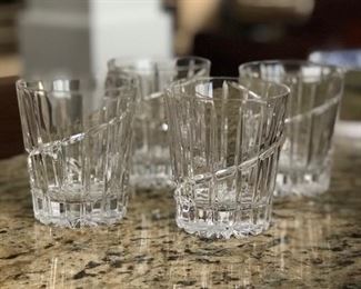 Set of 4 heavy crystal rock glasses, $14