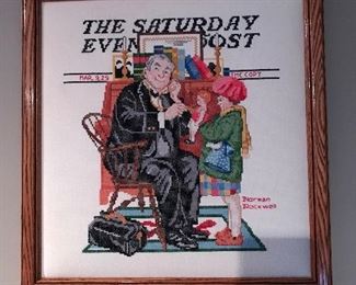 Saturday Evening Post needlepoint, 15.5"W x 16"H,  $14